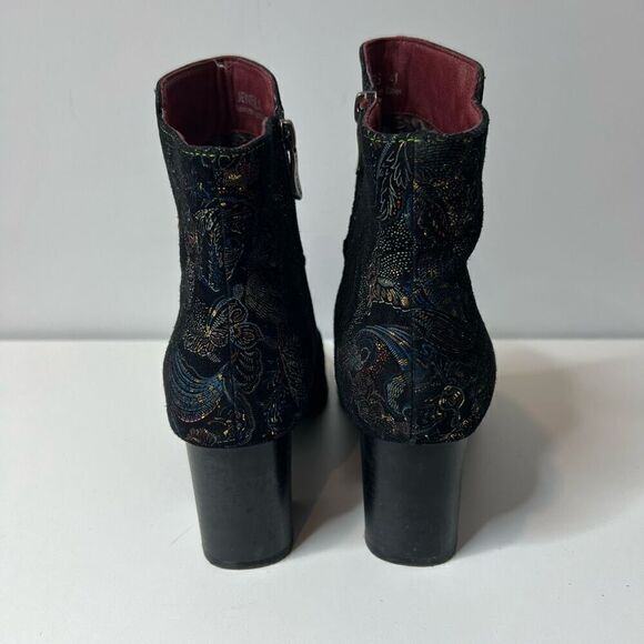 L'Artiste by Spring Step Jewells Womens Size 10 EU 41 Leather Booties Floral Bla - Picture 3 of 8